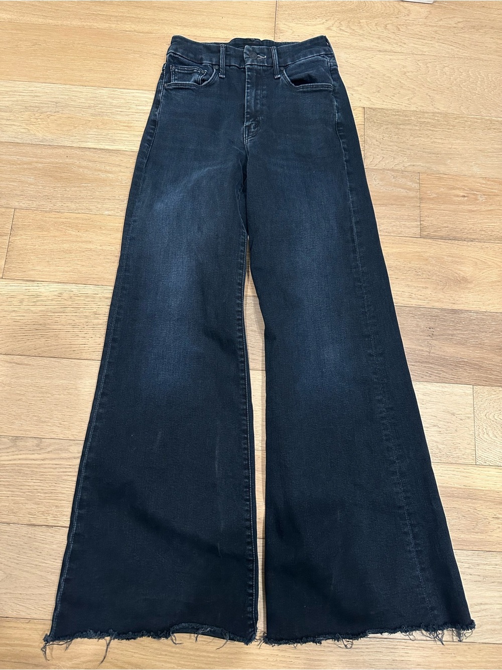 MOTHER The Roller Fray Wide Leg Jeans Night In Venice Dark Wash Womens Size 23
